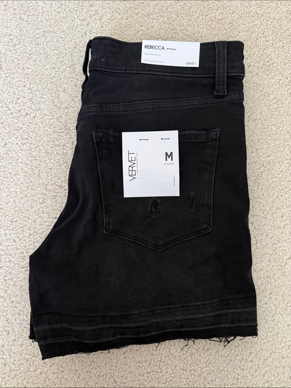 VERVET BY FLYING MONKEY Black Distressed Denim Shorts